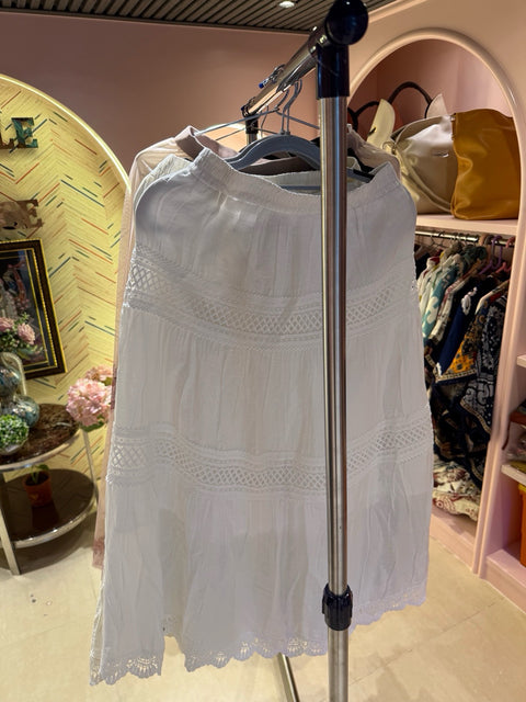 Layered A-Line Skirt with Lace Detailing
