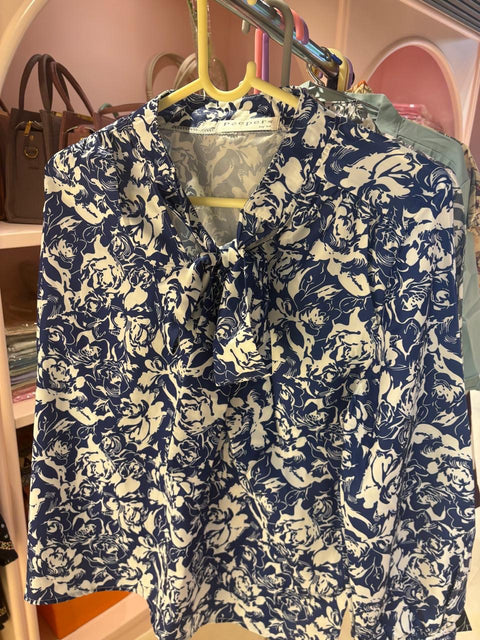Floral Printed Bow-Tie Neck Top