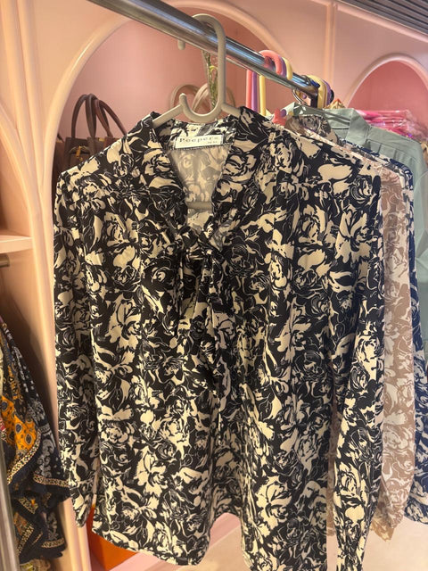 Floral Printed Bow-Tie Neck Top