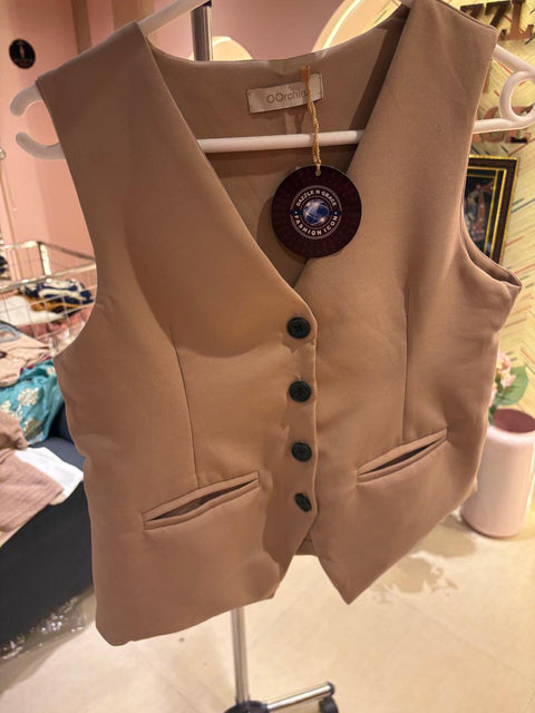 Classic Tailored Waistcoat Beige Nud