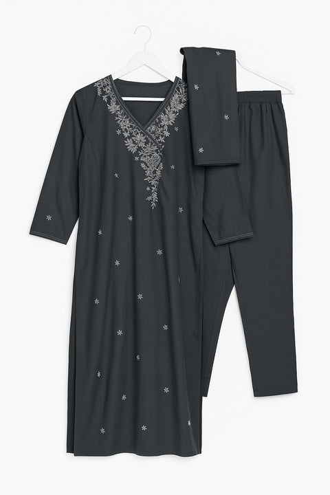 Aesha Embroidered Kurti with Pant & Dupatta Set