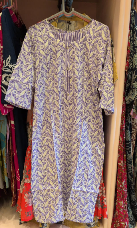 Lavender Floral Print Cotton Coord Set