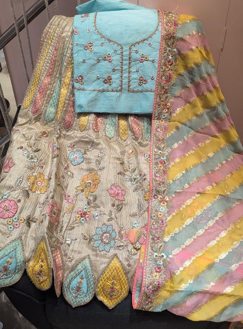 Pastel Garden Embroidered Ghaghra Choli Set