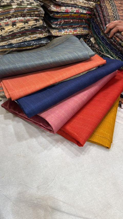 Premium Solid Cotton-Linen Dress Material Set