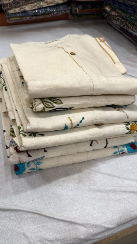 Hand Embroidered Khadi Cotton Kurti