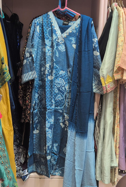 Indigo Blue Printed Salwar Suitwith Dupatta