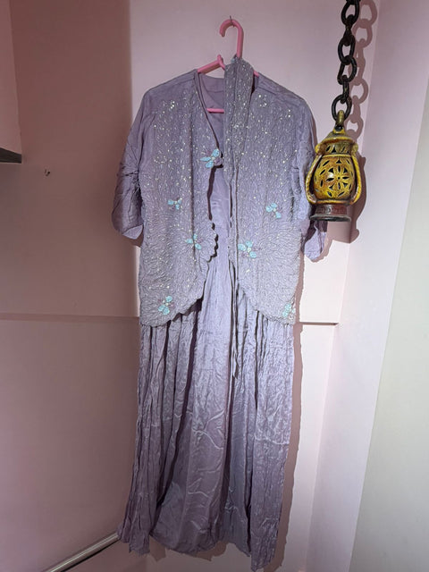 Pastel Lilac Embroidered Jacket Dress