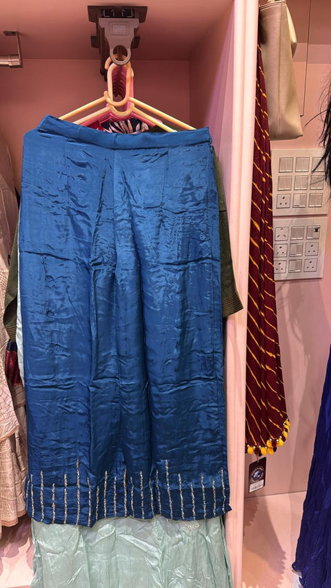 Royal Blue Shimmer Kurta Palazzo Set