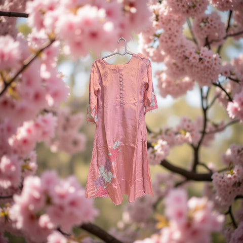 Peach Petal Embroidered Salwar Suit with Dupatta