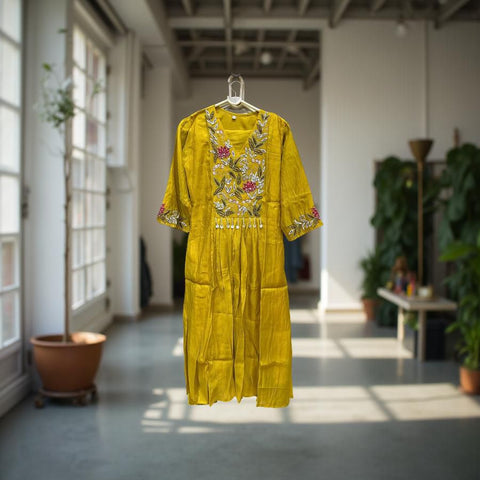 Sunlit Mustard Floral Embroidered Salwar Suit with Dupatta