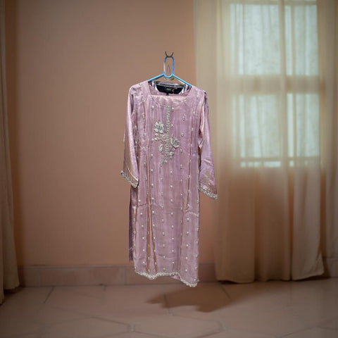 Lavender Pearl Embroidered Salwar Suit with Dupatta