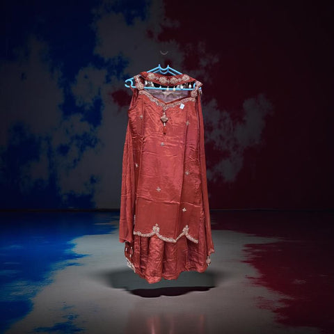 Crimson Elegance Embroidered Salwar Suit with Dupatta