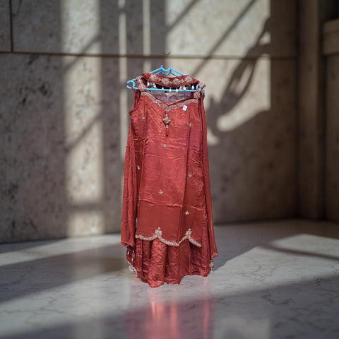 Crimson Elegance Embroidered Salwar Suit with Dupatta