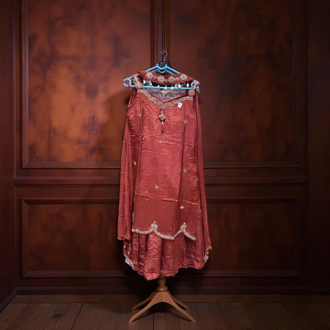 Crimson Elegance Embroidered Salwar Suit with Dupatta