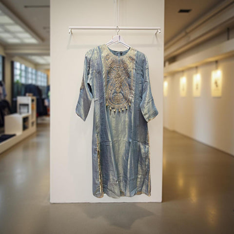 Elegant Grey Embroidered Salwar Suit Set with Dupatta