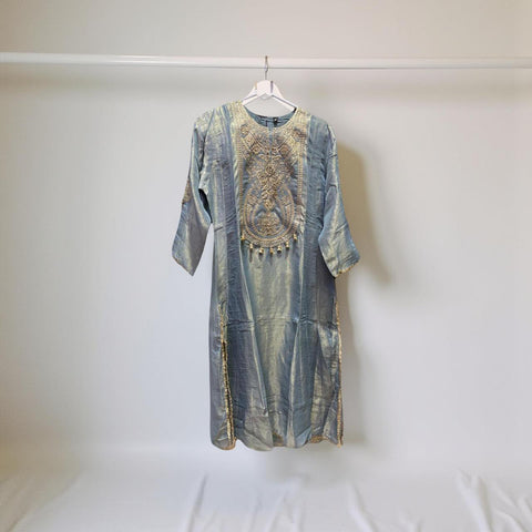 Elegant Grey Embroidered Salwar Suit Set with Dupatta