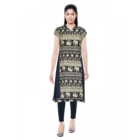 Generic Women's Rayon Kurtis (Blue, L)