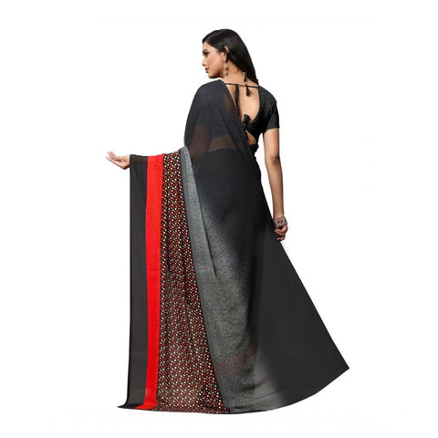 Generic Women's Georgette Saree(Black,5-6 Mtrs)