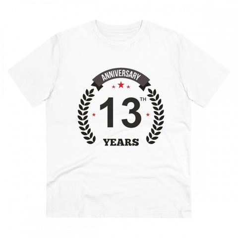 Generic Men's PC Cotton 13th Anniversary Printed T Shirt (Color: White, Thread Count: 180GSM)