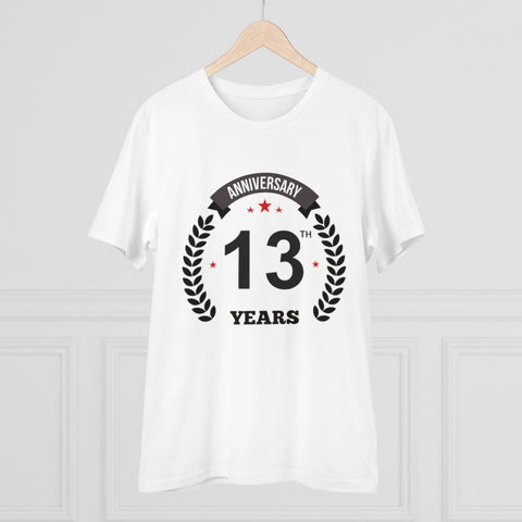 Generic Men's PC Cotton 13th Anniversary Printed T Shirt (Color: White, Thread Count: 180GSM)