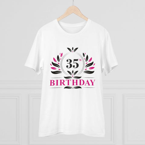 Generic Men's PC Cotton 35th Birthday Printed T Shirt (Color: White, Thread Count: 180GSM)