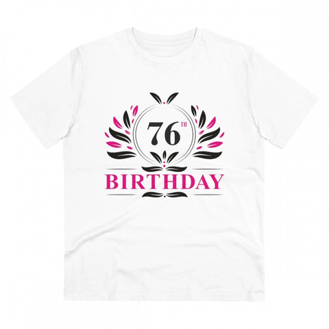 Generic Men's PC Cotton 76th Birthday Printed T Shirt (Color: White, Thread Count: 180GSM)