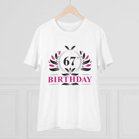 Generic Men's PC Cotton 67th Birthday Printed T Shirt (Color: White, Thread Count: 180GSM)