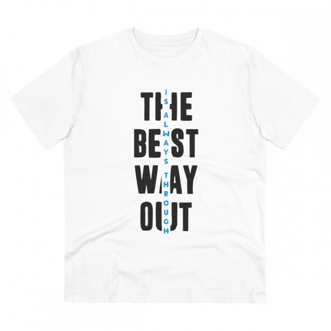 Generic Men's PC Cotton The Best Way Out Printed T Shirt (Color: White, Thread Count: 180GSM)