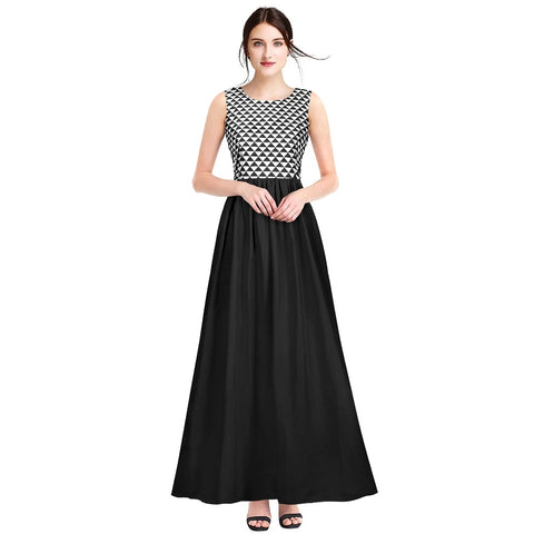 Generic Women's American Crepe Western Wear Flare Long Gown (Black)