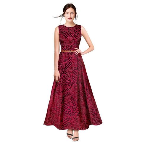 Generic Women's American Crepe Western Wear Flare Long Gown (Gajari)