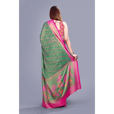 Generic Women's Viscose Rayon Printed Saree With Unstitched Blouse (Rama)