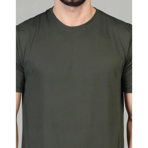 Generic Men's Casual Half Sleeve Solid Cotton Blended Round Neck T-shirt (D.Grey)