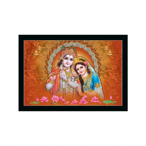 Generic Radha Krishna Painting with Synthetic Photo Frame (Multicolor)