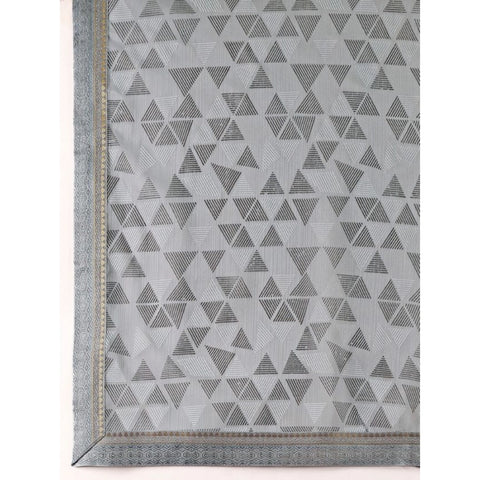 Generic Women's Zomto Printed Saree With Unstitched Blouse (Grey, 5-6 Mtrs)
