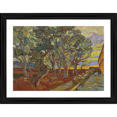 Generic Garden of the Asylum 1889 Painting With Wood Photo Frame (Multicolor)