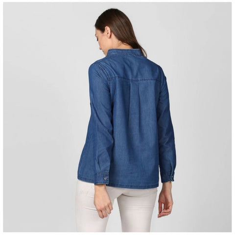 Generic Women's Denim Solid Long Sleeves Top (Blue)