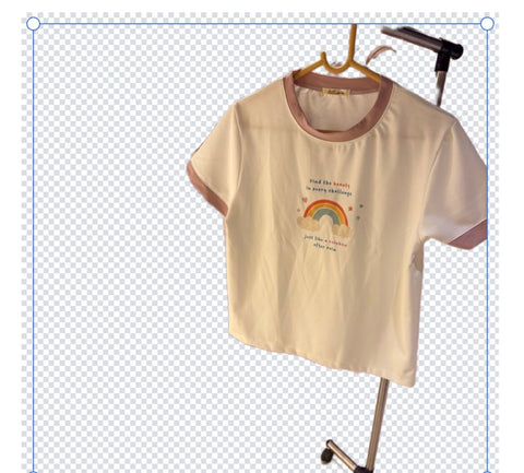 Cartoon Print Cotton T-Shirt — Fun Graphic Tees with Contrast Sleeves