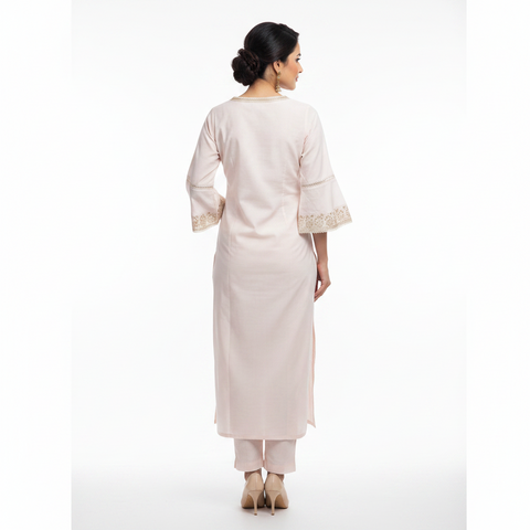Elegant Embroidered pastel pink Long Kurti for Women