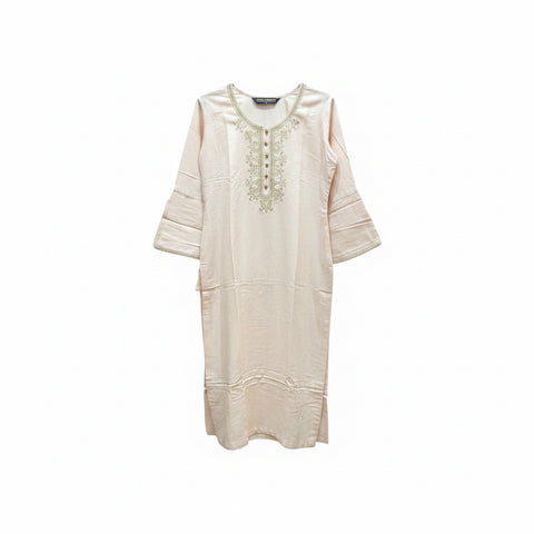 Elegant Embroidered pastel pink Long Kurti for Women