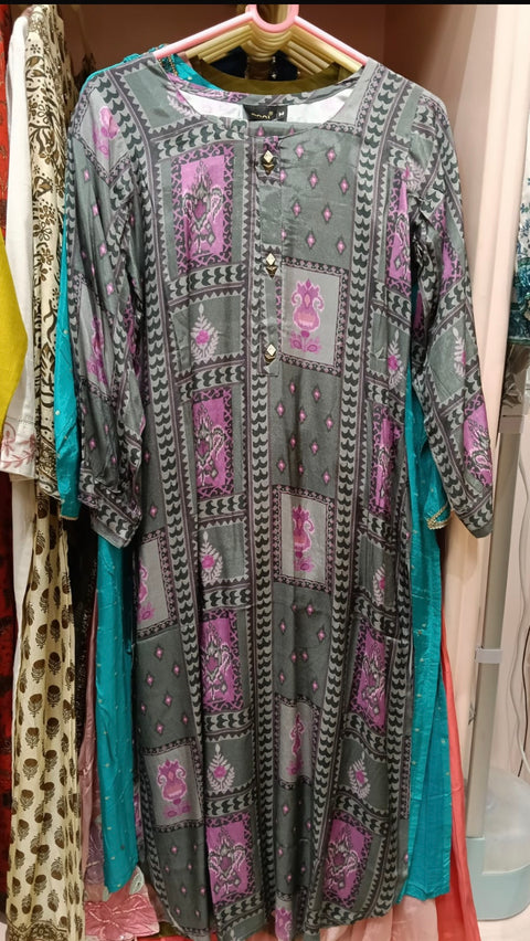Grey & Mauve Printed Coord Set for Women