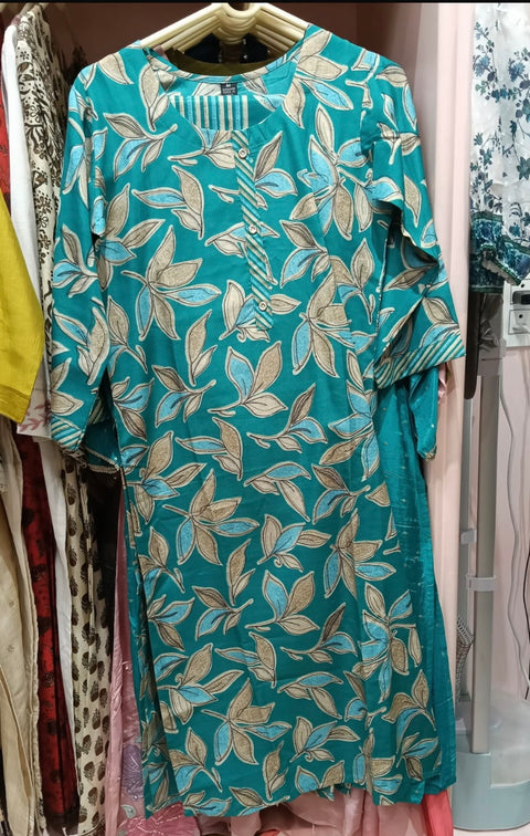 Teal Floral Printed Salwar Suit Set with Dupatta for Women
