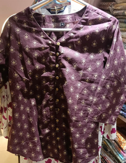 Purple Printed Short Kurti for Women – Stylish Casual Ethnic Top