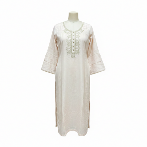 Elegant Embroidered pastel pink Long Kurti for Women