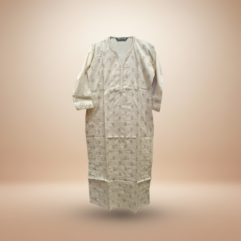 Elegant Ivory Embroidered Long Kurti for Women