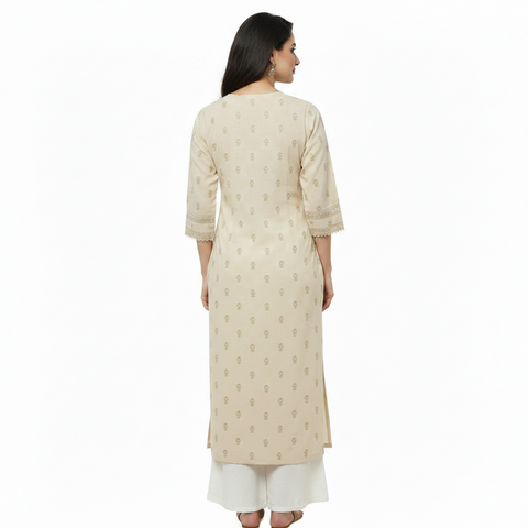 Elegant Ivory Embroidered Long Kurti for Women