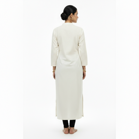 Elegant Off-White Pintuck Long Kurti for Women