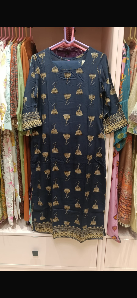 Navy Blue Printed Salwar Suit with Dupatta – Elegant Ethnic Wear for Women