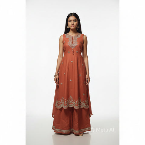 Crimson Elegance Embroidered Salwar Suit with Dupatta