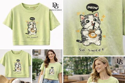 Cartoon Print Sleeveless Crop Top — Pure Cotton Casual Graphic Tee