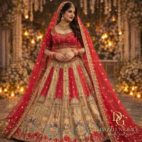 Bridal Lehenga Set (Lehenga + Choli + Dupatta)